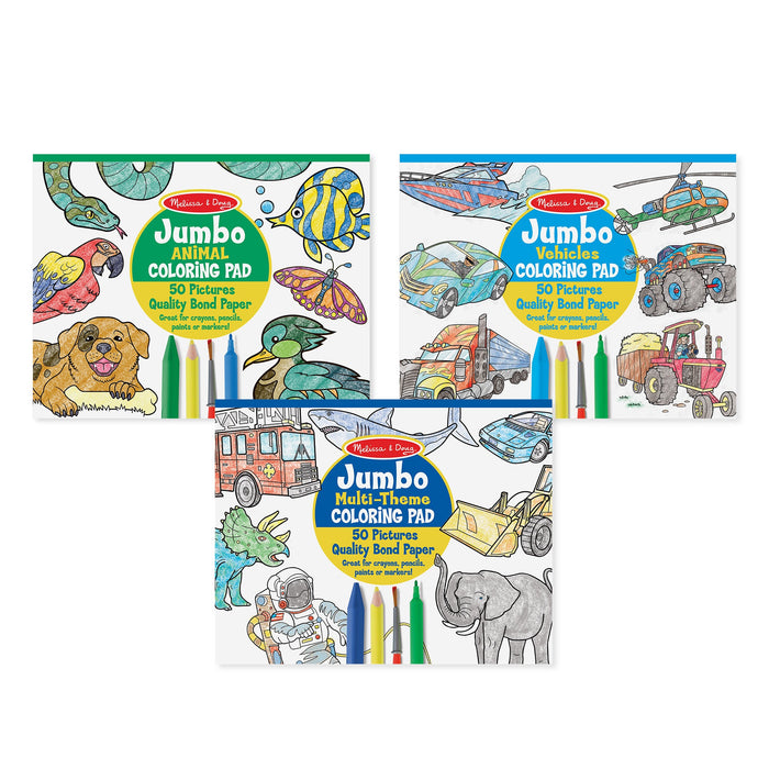 Coloring Pad 3-Pack: Animals, Vehicles, Multi-Theme B0