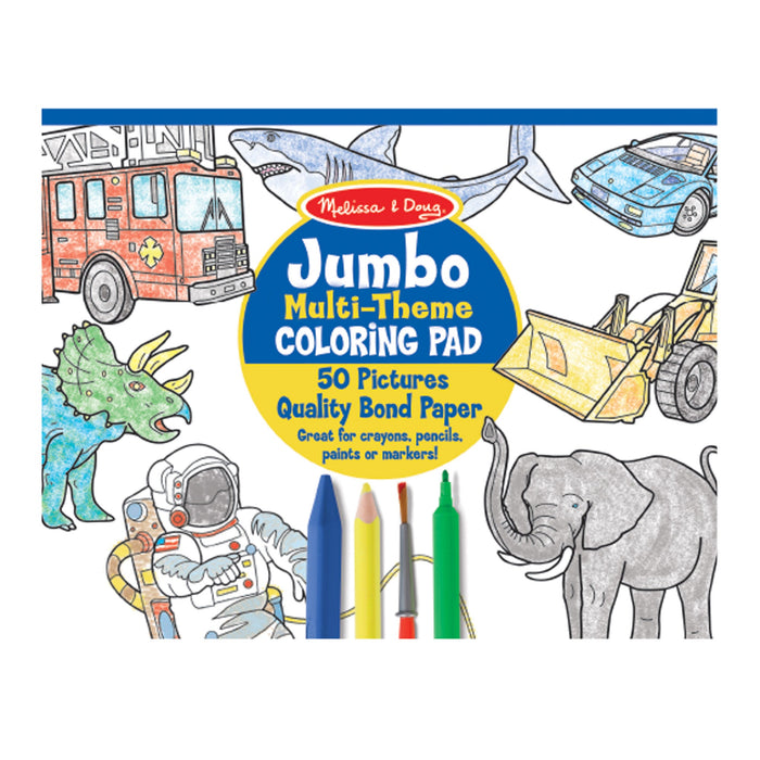 Jumbo 50-Page Kids' Coloring Pad - Space, Sharks, Sports, and More N1