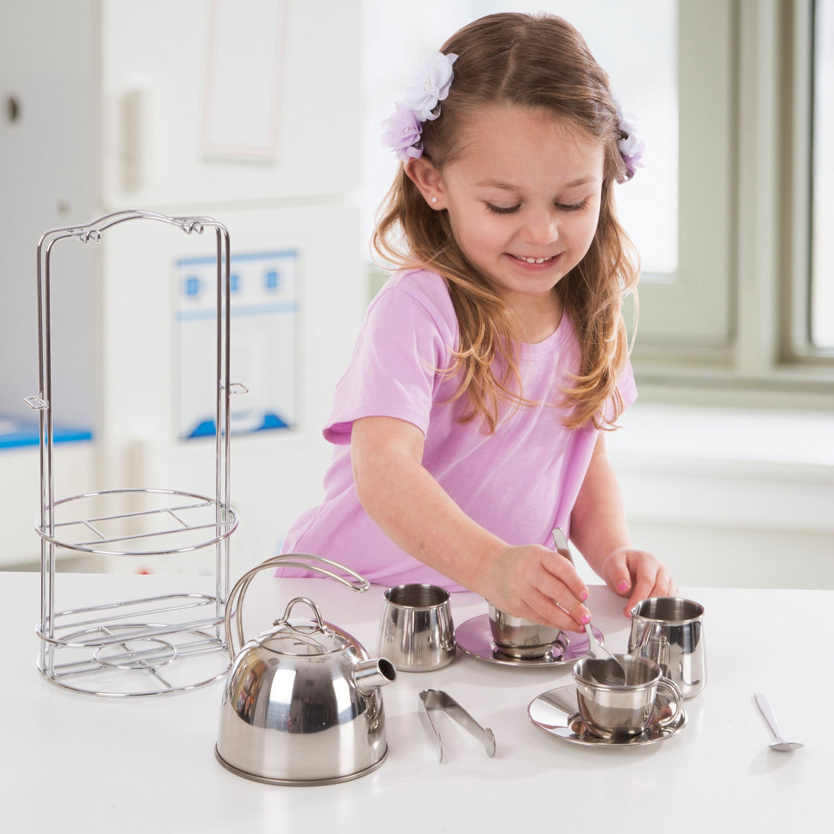 Stainless Steel Tea Set with Storage Stand Z7