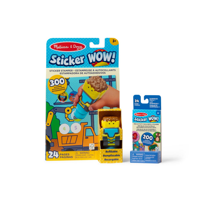 Sticker WOW!™ Bulldozer Bundle: Activity Pad & Sticker Stamper + Mini Activity Pad and 200 Refill Stickers B1