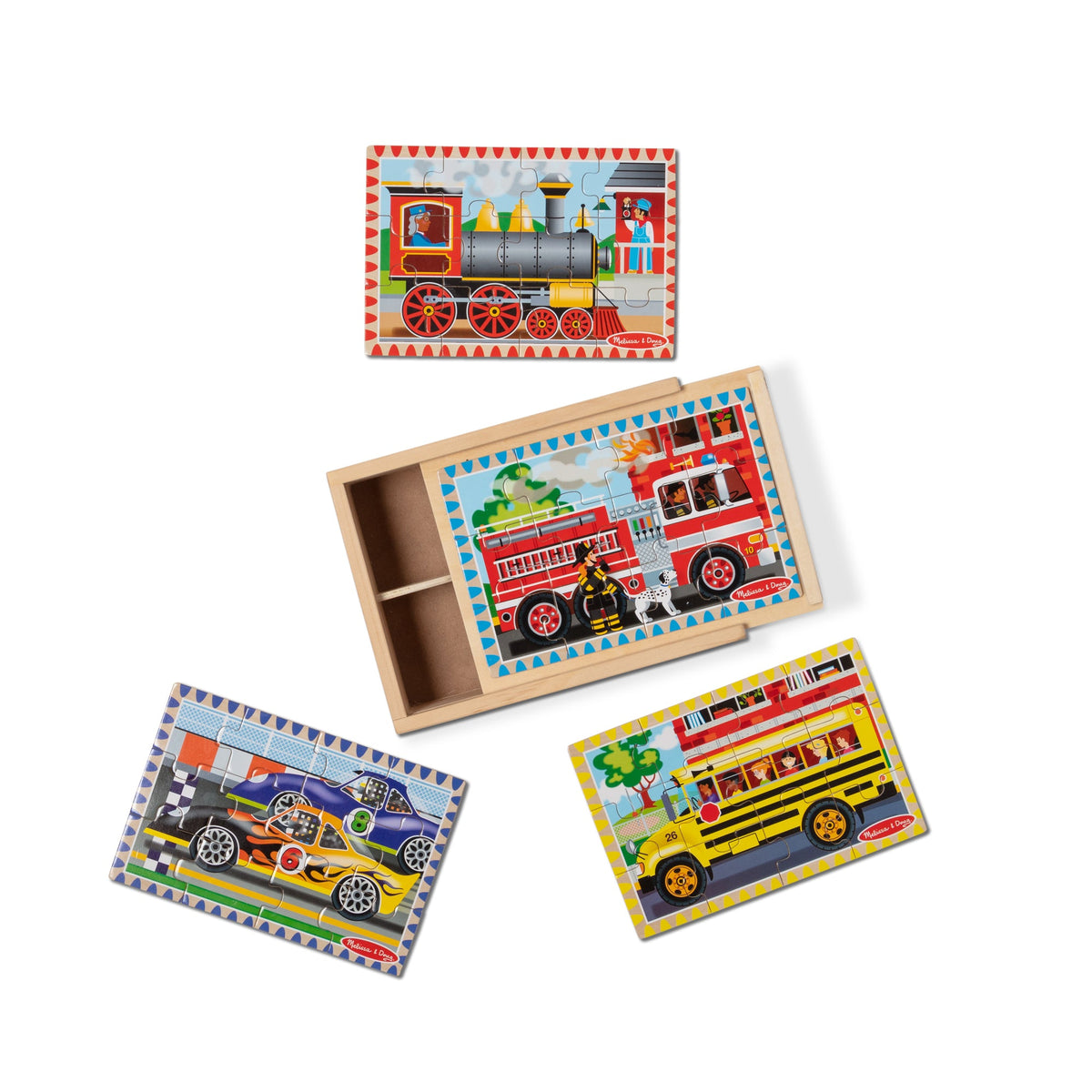 Wooden Jigsaw Puzzles in a Box - Vehicles H4