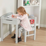 Child's Lift-Top Desk & Chair - Gray Q0