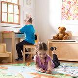 Child's Lift-Top Desk & Chair - Honey J4