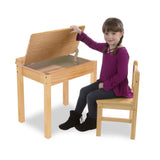 Child's Lift-Top Desk & Chair - Honey J4