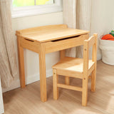 Child's Lift-Top Desk & Chair - Honey J4