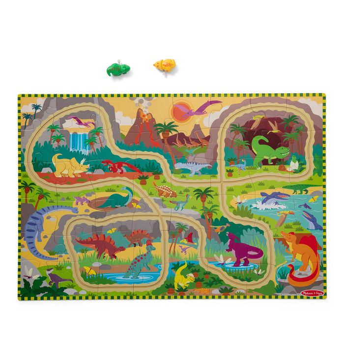Dinosaur Adventure Tracks Floor Puzzle – 48 Pieces + 2 Wind-Up Dinosaurs A9