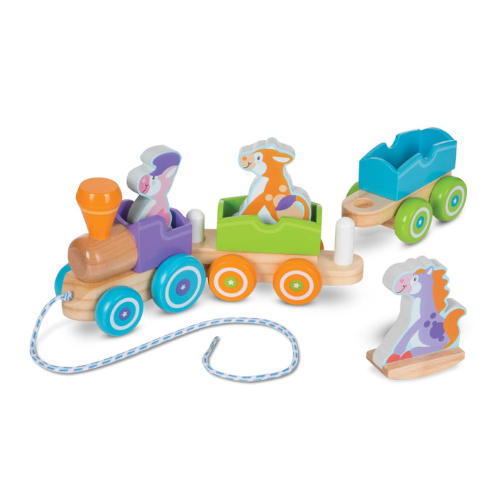 First Play Wooden Rocking Farm Animals Pull Train F3