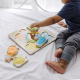 First Play Wooden Touch and Feel Puzzle Peek-a-Boo Pets With Mirror U1