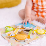 First Play Wooden Touch and Feel Puzzle Peek-a-Boo Pets With Mirror U1