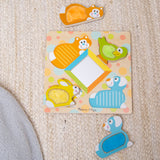 First Play Wooden Touch and Feel Puzzle Peek-a-Boo Pets With Mirror U1