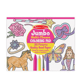 Jumbo 50-Page Kids' Coloring Pad - Horses, Hearts, Flowers, and More J7