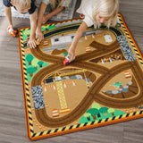 Round the Construction Zone Work Site Rug & Vehicle Set G0