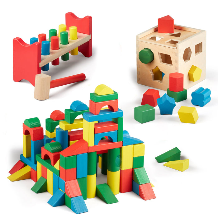 Stack, Sort & Pound Wooden Toy Collection K3