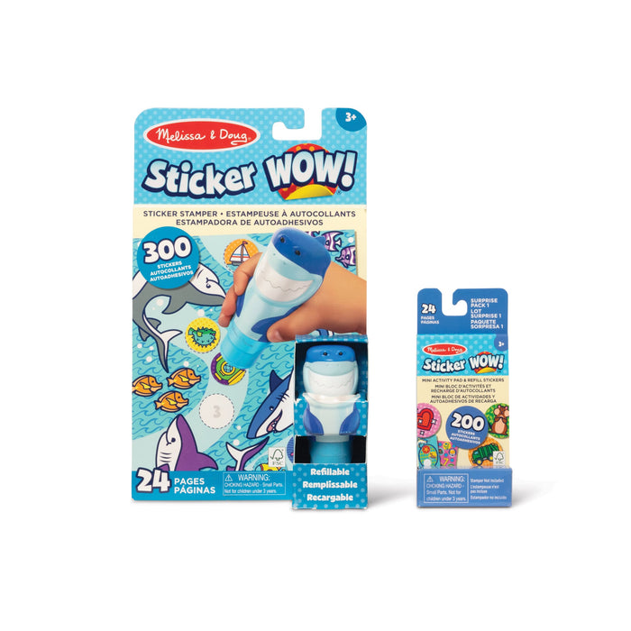 Sticker WOW!™ Shark Bundle: Activity Pad & Sticker Stamper + Mini Activity Pad and 200 Refill Stickers J9