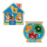 Wooden Jumbo Peg Puzzle 2-Pack: Fish Bowl, House Pets Q0