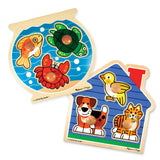 Wooden Jumbo Peg Puzzle 2-Pack: Fish Bowl, House Pets Q5