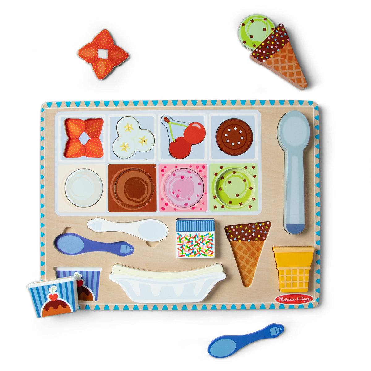 Wooden Magnetic Ice Cream Puzzle & Play Set - 16 Pieces L4