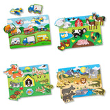 Wooden Peg Puzzle 4-Pack – Vehicles, Farm, Safari, Pets D0