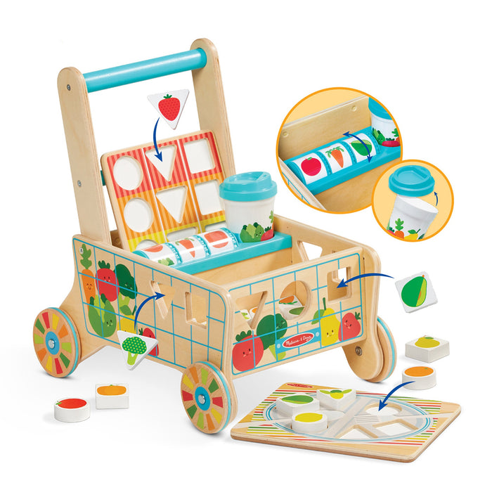 Wooden Shape Sorting Grocery Cart W4