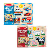 Wooden Sound Puzzle 2-Pack – Farm Animals, Vehicles G2