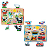 Wooden Sound Puzzle 2-Pack – Farm Animals, Vehicles G2
