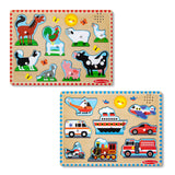 Wooden Sound Puzzle 2-Pack – Farm Animals, Vehicles T0