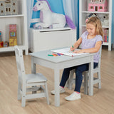 Wooden Table & 2 Chairs - Gray L0