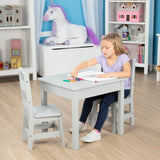 Wooden Table & 2 Chairs - Gray L0