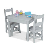 Wooden Table & 2 Chairs - Gray L0
