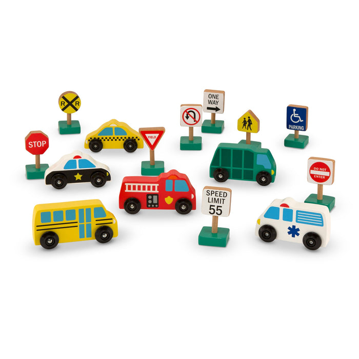 Wooden Vehicles and Traffic Signs A1